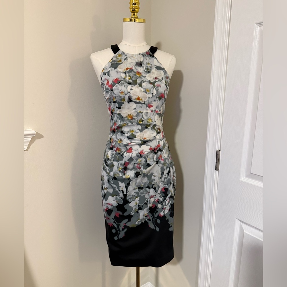 Karen Millen Black and White Floral Midi Dress